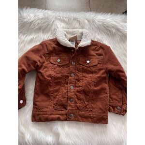 Brooklyn Boys kids Brown White Sherpa-Lined Corduroy Trucker Jacket  Size 4